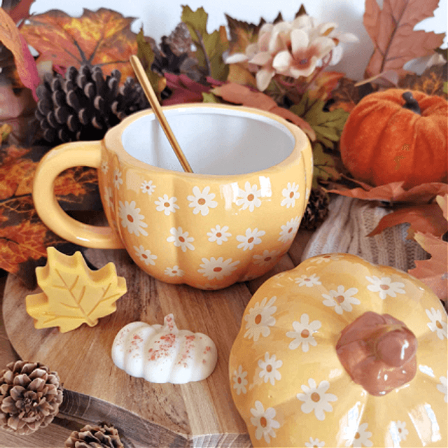 Mug citrouille floral groovy